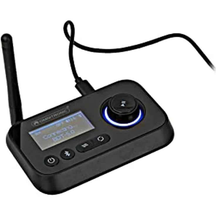 OMNITRONIC BDT-5.0 Bluetooth 5.0 Transceiver | 3-in-1-Bluetooth-Audioadapter mit Sender-, Empfänger- & Bypass-Modus und Dual Link
