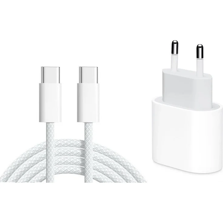 Ventarent Schnellladeset für Apple iPhone 16/15 Pro/Plus/Pro Max, 25W USB-C Ladeadapter mit 1m gewebtem Kabel, Fast Charging