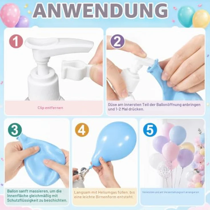 WAN2TLK 100ml High Float Ballon Schutzflüssigkeit, verlängert Schwebezeit für Helium Latexballons – Bild 5