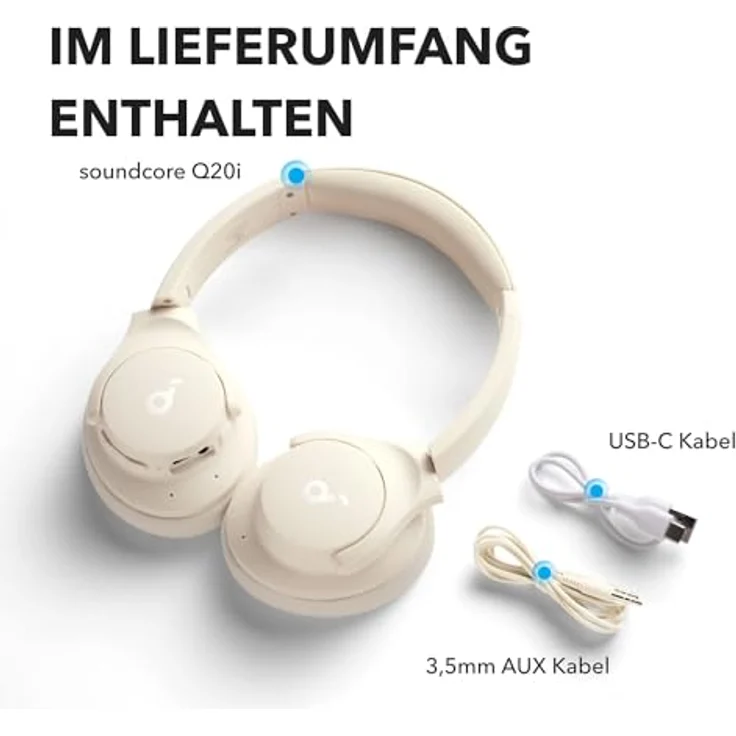 eufy Q20i, Kopfhörer mit Hybrid Active Noise Cancelling, 40 Stunden Akkulaufzeit, Weiß – Bild 7