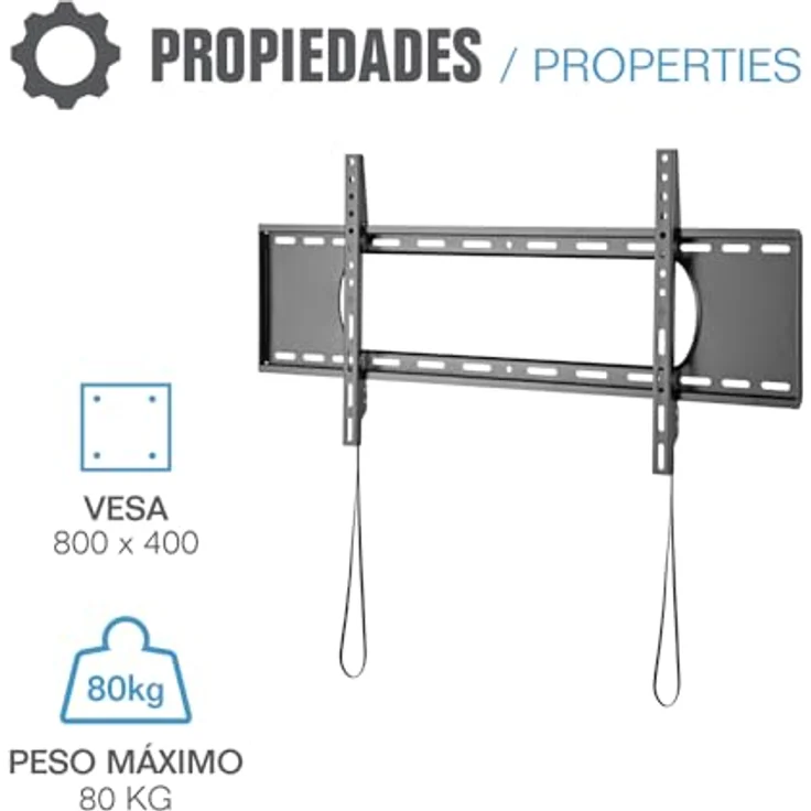 iggual SPTV86 TV-Wandhalterung, 109,2 cm (43-90 Zoll), 30 mm Wandabstand, VESA 50x50 bis 800x400 mm, nicht neigbar/drehbar, max. Traglast 80 kg, schwarz – Bild 3