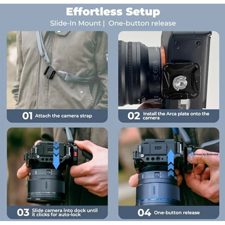 Freewell Kameragurt Schnellverschluss-Klemme, universell kompatibel mit DSLR- und spiegellosen Kameras, belastbar bis 10 kg, leichtes Aluminium-Design, 75g – Bild 4