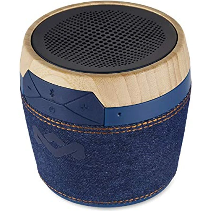 House of Marley Chant Mini, tragbare Bluetooth Lautsprecherbox, spritzwassergeschützt, 6 Std. Akkulaufzeit, integriertes Mikrofon, Karabinerhaken, kabellos verbinden mit iPhone, Samsung etc, denim – Bild 2
