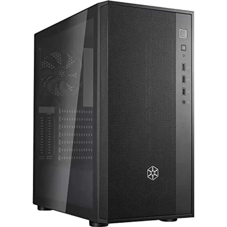 Silverstone SST-FAR1B-G-V2 - FARA R1-V2 Tower ATX Computer Gehäuse, Mesh Front Panel, Seitenteil aus gehärtetem Glas,schwarz