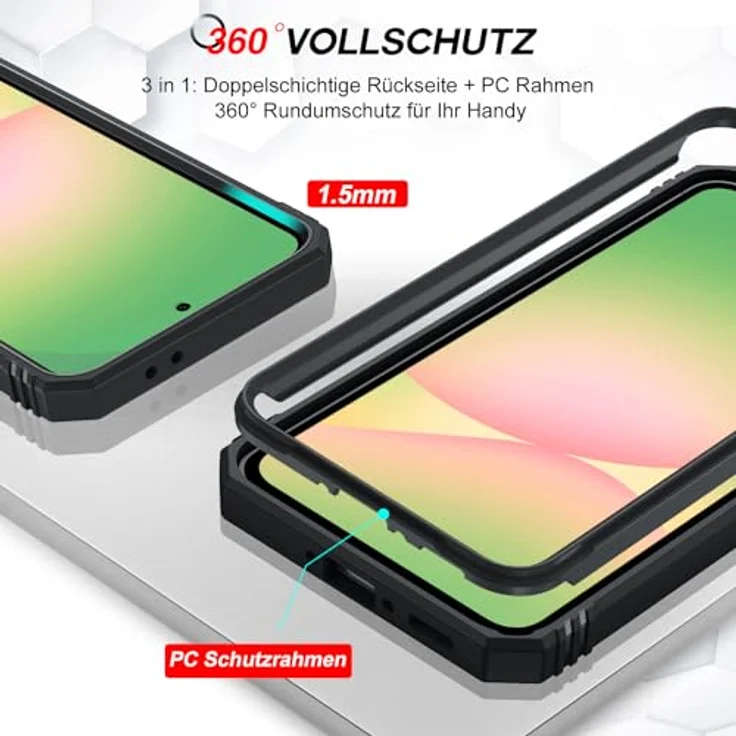 LeYi Panzerhülle für Samsung Galaxy A56 5G, Militärischer Schutz mit Ständer und Schiebefenster, Schwarz – Bild 5