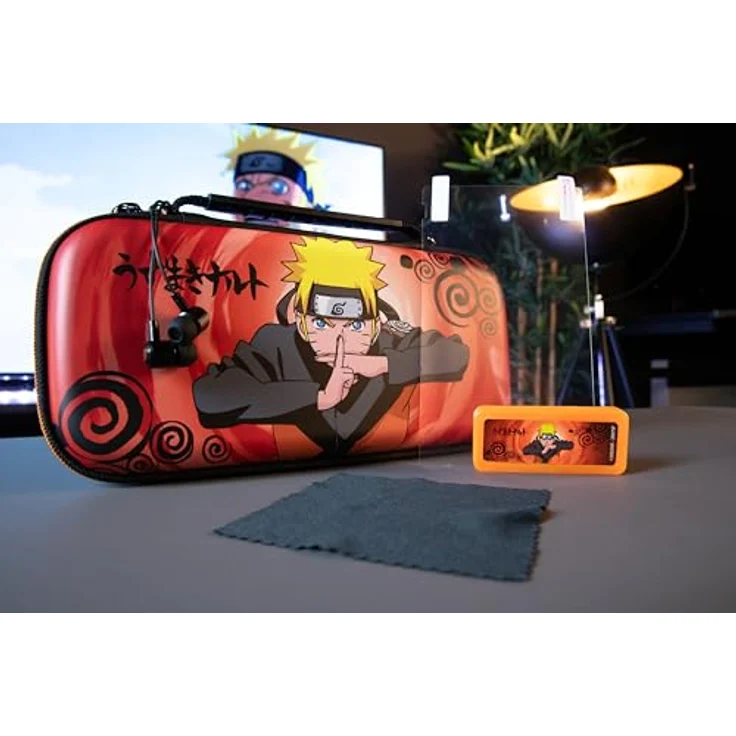 Konix Naruto Shippuden Gaming - Zubehörpaket Starter Kit Jutsu für Nintendo Switch, Switch Lite und Switch OLED - Schutzhülle, Spielebox, Kopfhörer - Schwarz – Bild 3