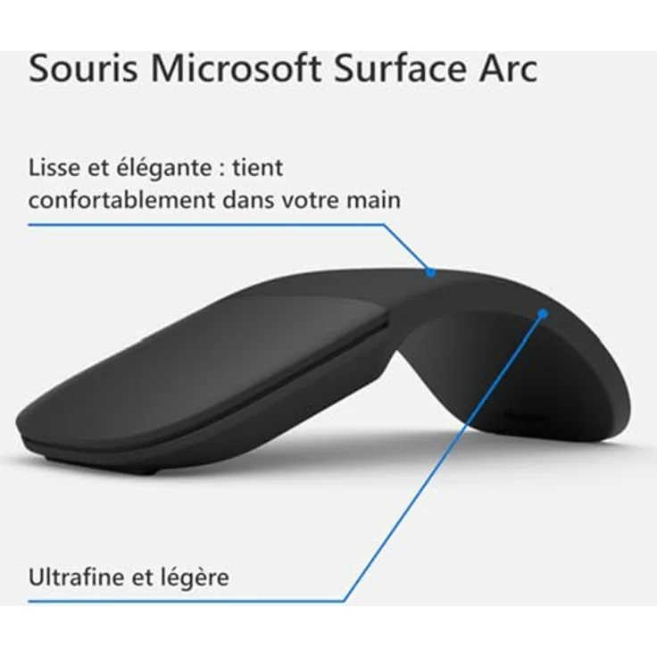 Microsoft Surface Arc (Kabellos), Maus, Schwarz – Bild 5
