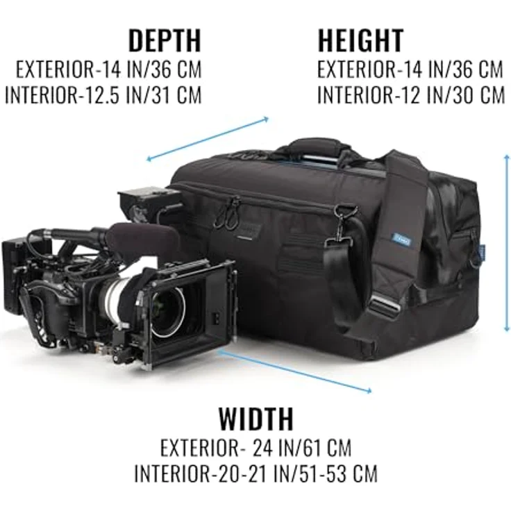 Tenba Cineluxe v2 Umhängetasche 21 Hightop, Kamerazubehör für professionelle Camcorder und ENG-Rigs bis 46 cm, schwarz – Bild 2
