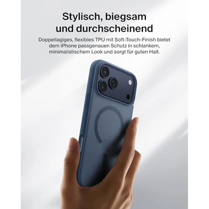 Belkin SheerForce Grip Schutzhülle für iPhone 17 Pro Max, Stoßschutz bis 2m, strukturierte Oberfläche, kabelloses Laden, dklblaue Farbe – Bild 7