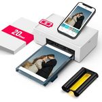 Liene Fotodrucker Smartphone mit Wiederaufladbarer Akku, WiFi, 10x15cm 20 Fotopapiers und 1 Patrone, 300DPI Farbsublimation Sofortbilddrucker, Handy Drucker für Reisen/Heimgebrauch, Weiß