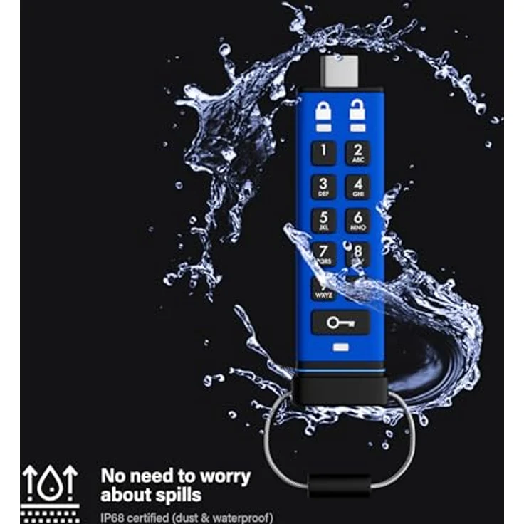 iStorage datAshur PRO+ Type C (128 GB, USB C), USB Stick, Blau – Bild 4