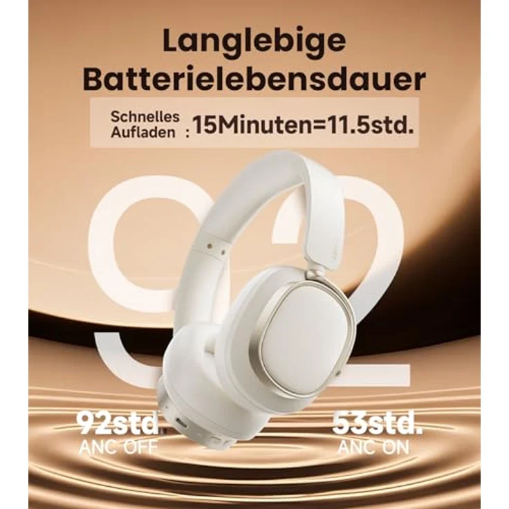 Edifier ES850NB, Kabellose Over-Ear-Kopfhörer mit Geräuschunterdrückung, Hi-Res Audio, 92h Spielzeit, Bluetooth 5.4, KI-Anrufgeräuschreduzierung – Elfenbein – Bild 4