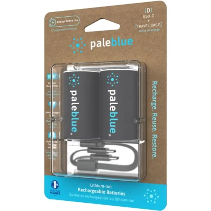 paleblue Wiederaufladbare Batterien USB-C D LR20 HR20, 1,5V 4700mAh 11,1Wh - 2er Pack – Bild 2