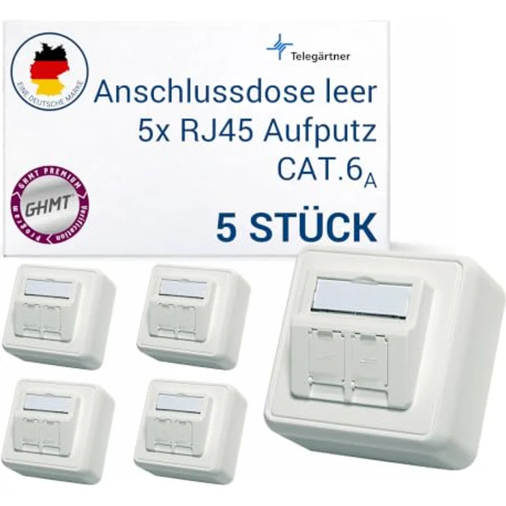 Telegärtner Netzwerkdose Aufputz Unbestückt, 2-fach modulare Anschlussdose, alpinweiß, 80 x 80 mm, IP20 – Bild 1