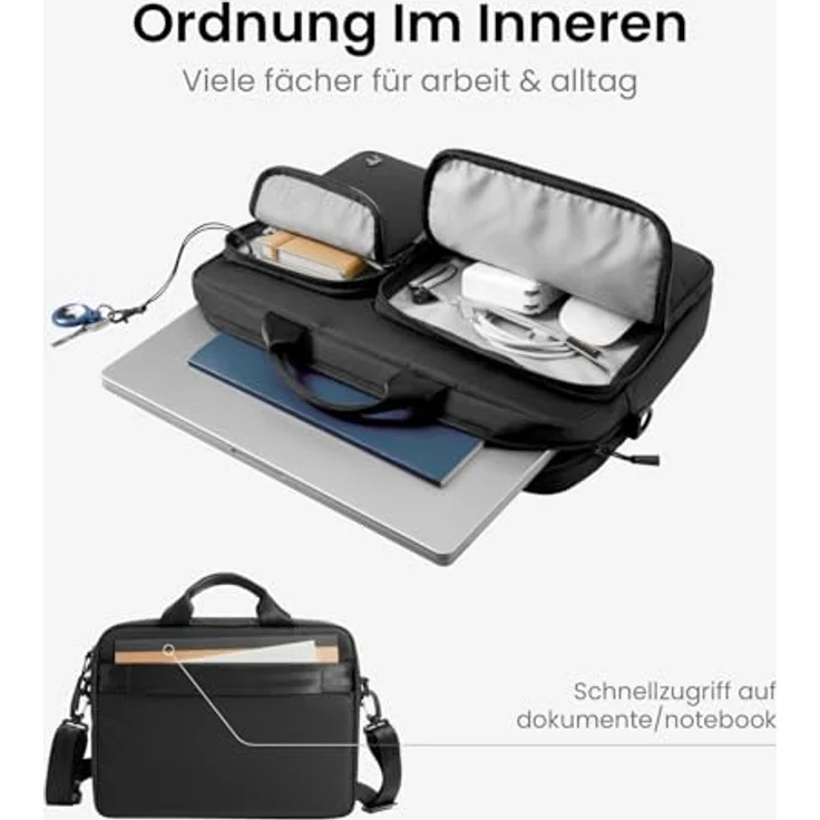 tomtoc Aktentasche A33, Laptoptasche wasserabweisend für bis zu 16 Zoll Laptops, für MacBook Pro M5 Pro/Max (2026), mit organisiertem Innenfach und maximalem Laptopschutz, für Herren im Business-Einsatz – Bild 4