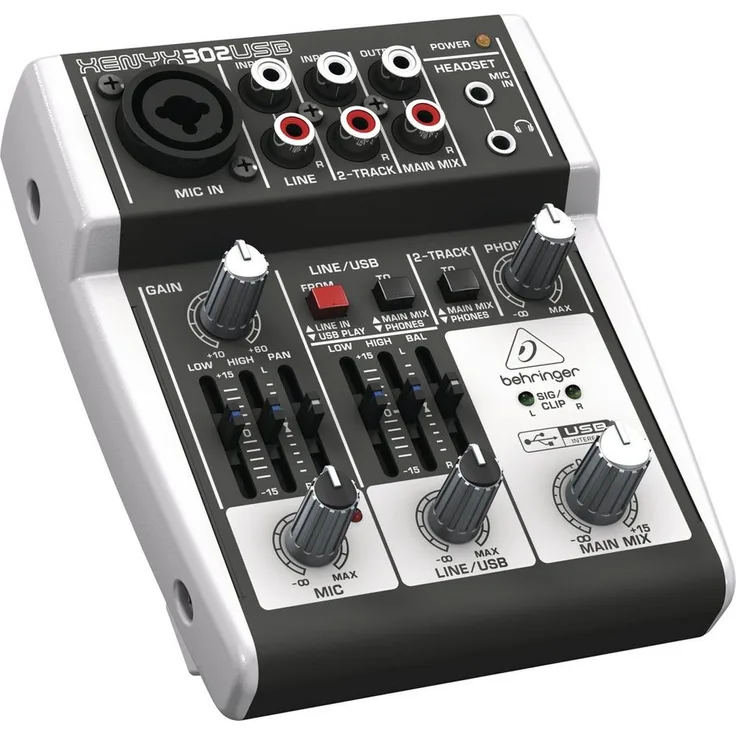 Behringer XENYX 302USB, Ultrakompakter Analogmischer mit USB-Schnittstelle und XLR/Klinke Combo Eingang, ideal für Heimstudio und unterwegs