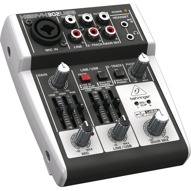 Behringer XENYX 302USB, Ultrakompakter Analogmischer mit USB-Schnittstelle und XLR/Klinke Combo Eingang, ideal für Heimstudio und unterwegs