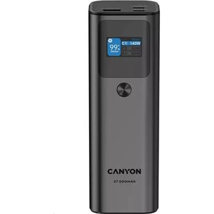 CANYON Powerbank PB-2010, 27000mAh, 2x USB-C 140W PD3.1, 1x USB-A QC 3.0, Display, dunkelgrau