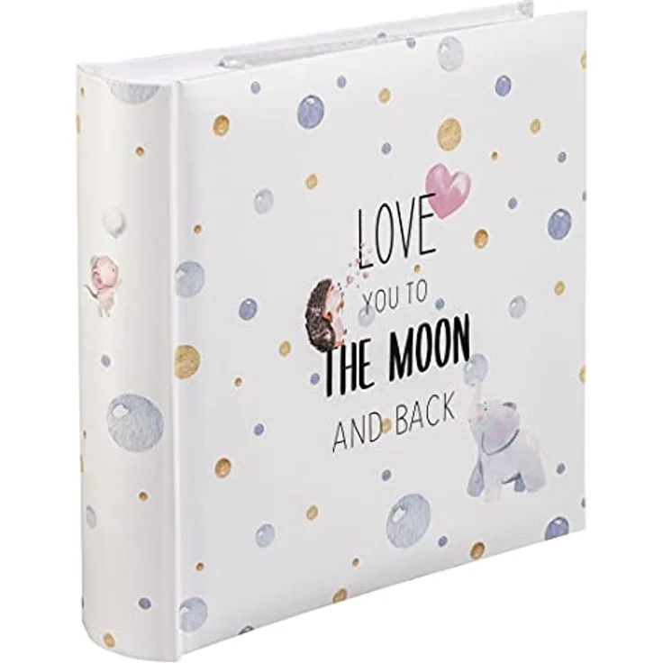 Hama Babyalbum "To The Moon" (Baby-Einsteckalbum für 200 Fotos im Format 10x15cm, Fotoalbum für Mädchen und Jungen, Kinder-Album zum Einstecken, Fotobuch mit Baby-Motiv) weiß/pastell - Preisvergleich – Bild 1