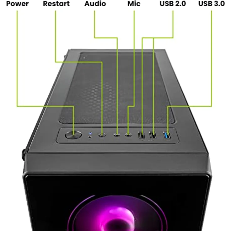 Megaport Gaming PC AMD Ryzen 7 5700X • GeForce RTX4060 8GB • 16GB DDR4 • 1000GB M.2 SSD • Luftkühlung • WLAN • Gamer PC Computer Gaming Rechner, schwarz – Bild 3