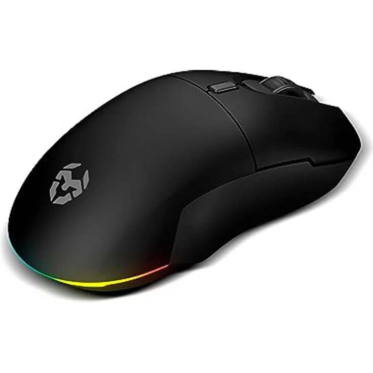 KROM KOMET Kabellose RGB-Gaming-Maus, optischer Präzisionssensor Pixart PMW 3212, 8 Tasten, 5 dpi-Stufen bis 2400, inkl. 2,4 GHz Funkempfänger, USB, Schwarz – Bild 1