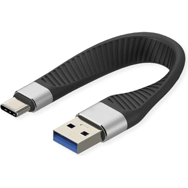 ROLINE USB 3.2 Gen 2 Silikonkabel, C-A, 10 Gbit/s, Emark, schwarz, 11 cm, hochflexibel für Smartphone und MacBook – Bild 1