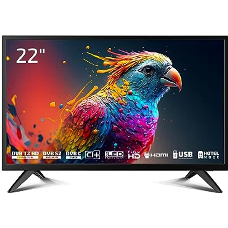 DYON Enter 22 Pro X2 55 cm (22 Zoll) Full-HD Fernseher (Triple Tuner (DVB-C/-S2/-T2), Hotelmodus, USB-Media Player) [Modelljahr 2023], Schwarz – Bild 1