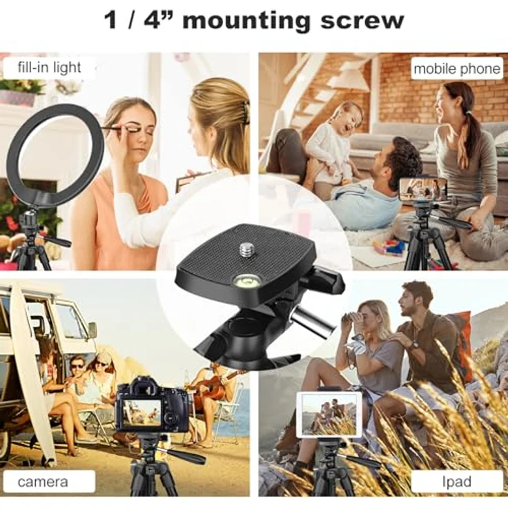 CAMBOFOTO Leichtes Smartphone-Stativ, Aluminium-Stativ mit flexibler Höhenverstellung und Handyhalterung – Bild 5