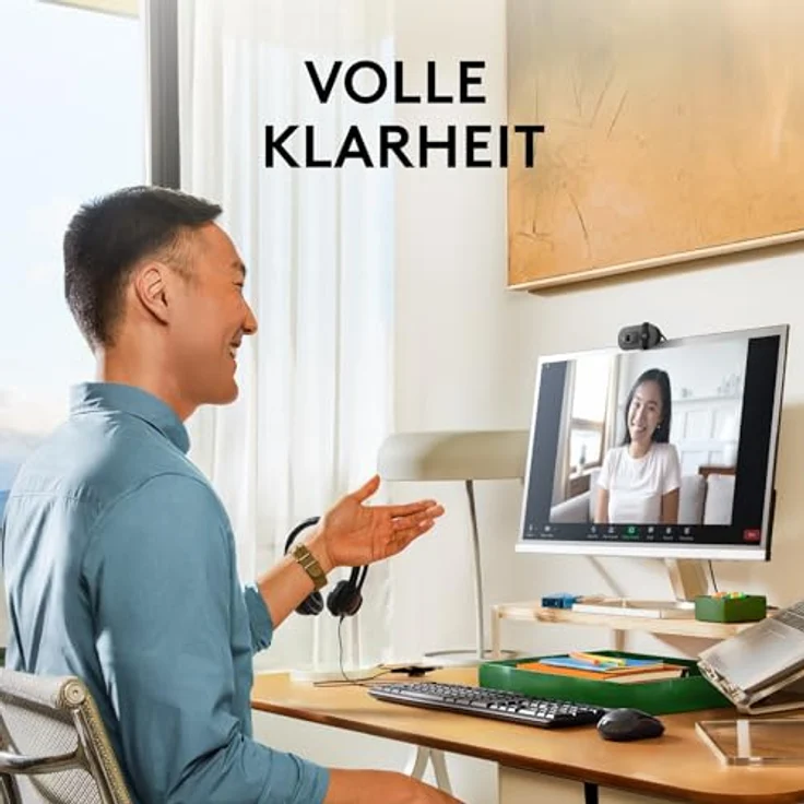 Logitech Brio 100 Full HD-Webcam für Meetings und Streaming, Auto-Lichtausgleich, integriertes Mikrofon, Abdeckblende, USB-A, für Microsoft Teams, Google Meet, Zoom und mehr - Graphit – Bild 2