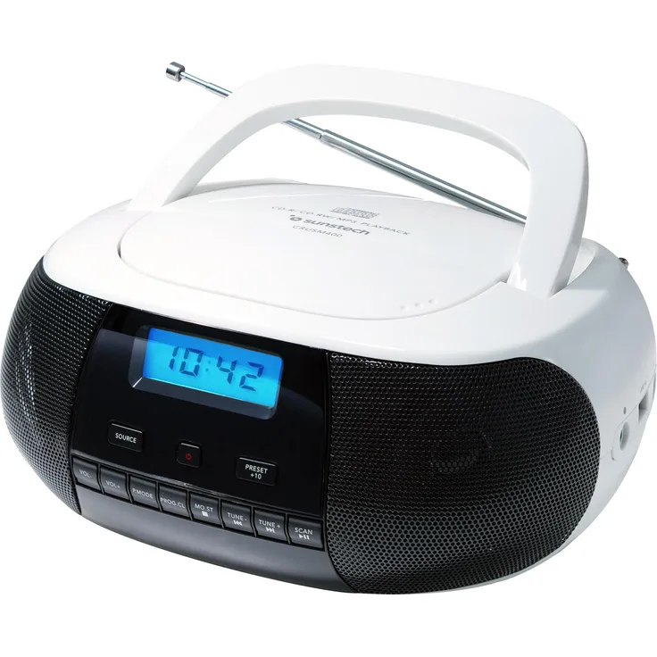 Sunstech CRUSM400 Tragbares CD-Radio mit FM-PLL-Tuner, Blau