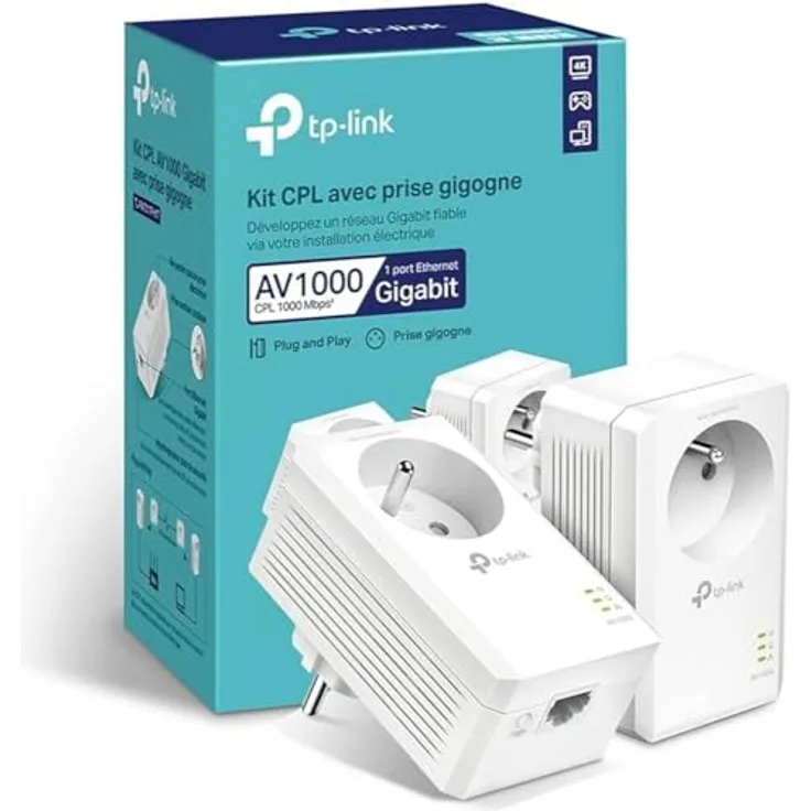 TP-Link TL-PA7017P Kit, Powerline-Adapter mit 1000 Mbit/s und AC-Passthrough, Weiss