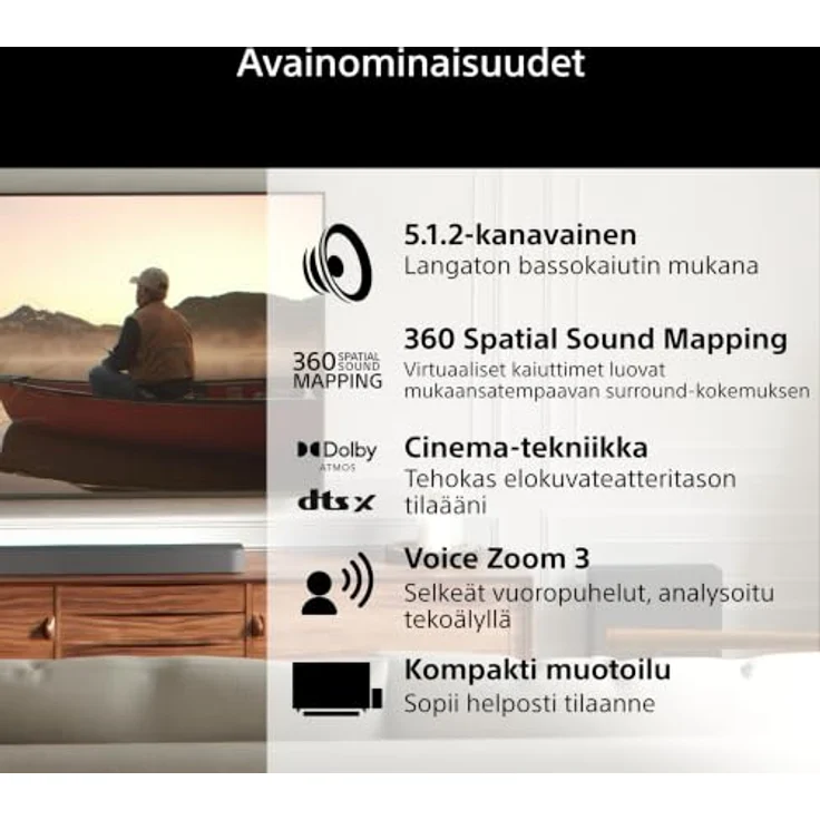 SONY BRAVIA Theatre Bar 7 + Sub HT-A7100B, Soundbar mit Subwoofer, 360 Spatial Sound Mapping, Dolby Atmos, Schwarz – Bild 2