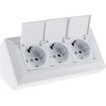 ChiliTec Steckdosenblock 3-Fach, Mehrfachsteckdose mit Klappdeckel, 230V, Schutzkontaktsteckdosen, weiß