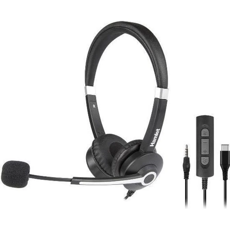 Hamlet Renova CJS, Stereo-Business-Headset mit USB Typ-C und 3,5 mm Anschluss, Schwarz