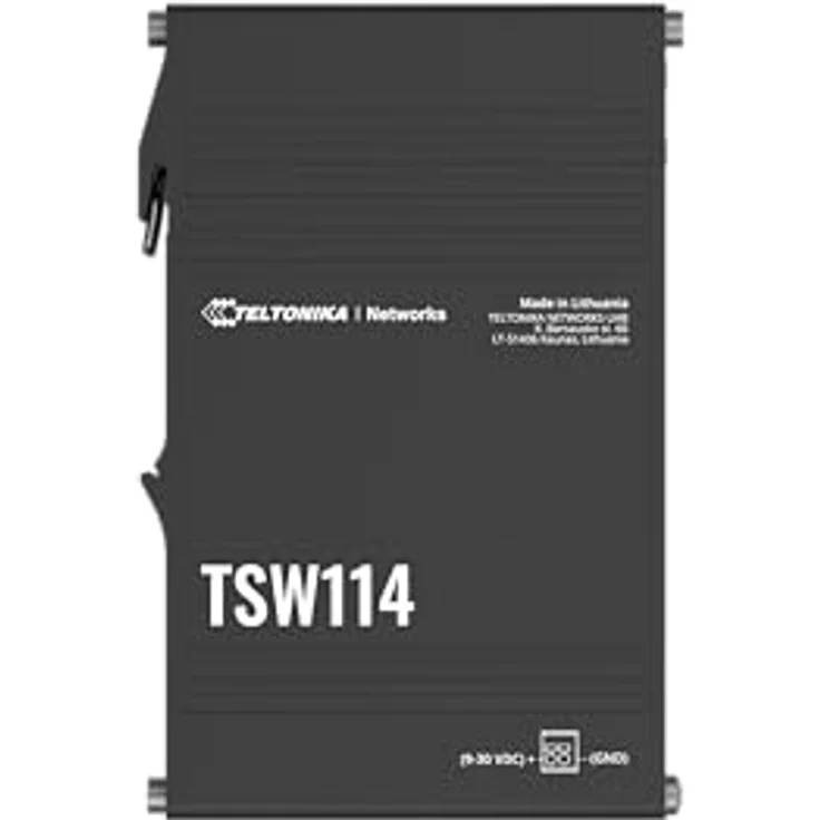 Teltonika TSW114 DIN-Schiene POE+ Switch 1 Gibabit Port 4 Gigabit POE+ Ports, Robustes Aluminiumgehäuse, 9-30 V Unterstützung, Schwarz – Bild 3