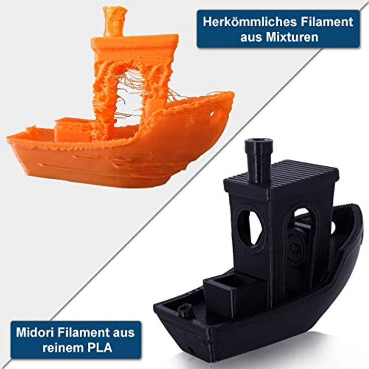 Midori® PLA Filament 1,75mm, 1kg Spule in Schwarz, verwicklungsfreies 3D-Drucker-Filament aus reiner Polymilchsäure, hohe Präzision und umweltfreundlich – Bild 3