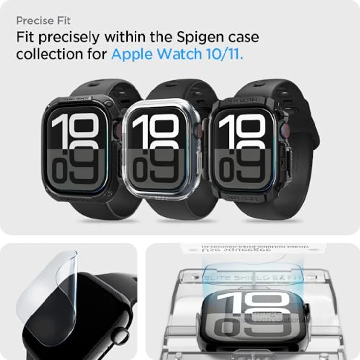 Spigen Eliteshield EZ Fit 2 Pack, Bildschirmschutzfolie für Apple Watch 11/10, transparent, 46mm – Bild 8