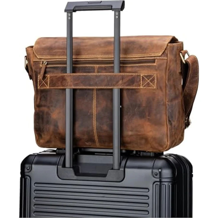 Greenburry Laptoptasche Vintage 1541 Revolver Bag XL (16.14"), Notebooktasche, Braun, aus hochwertigem Rindleder – Bild 6
