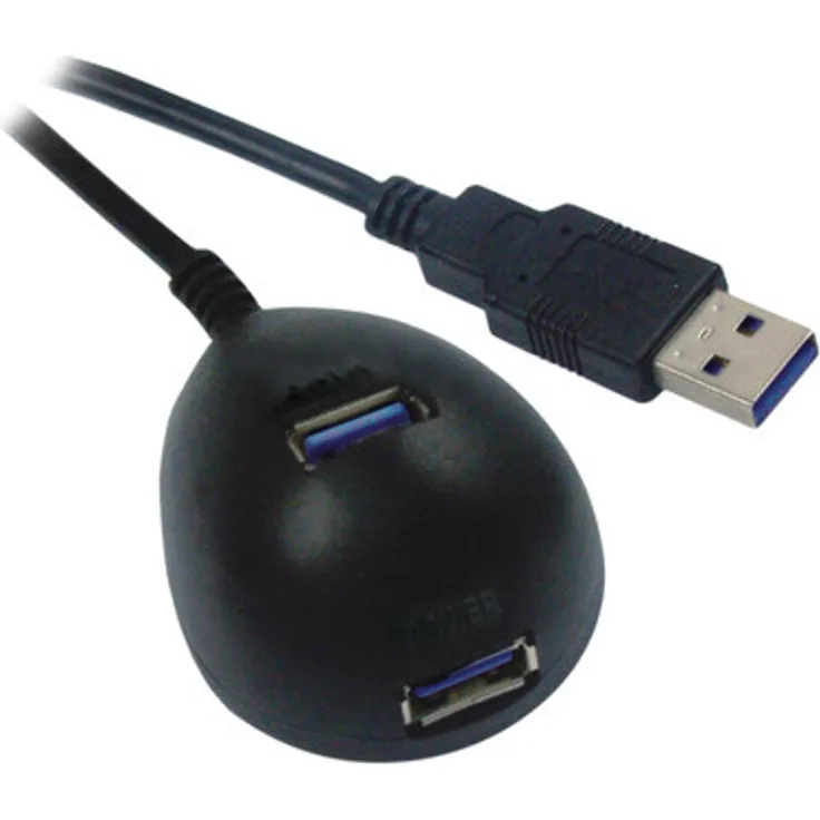 EFB Elektronik EB458V2, USB 3.2 Gen 1 Verlängerungskabel mit 1,8 m Länge und 2x USB Type-A Buchsen, Schwarz