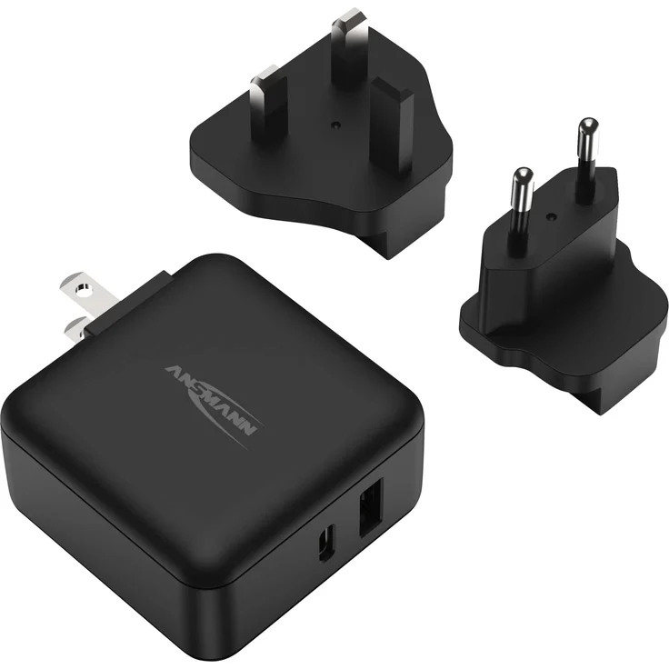 Ansmann USB-Ladegerät Travel Charger TC230PD (30 W), USB-C PD mit zwei Ports, kompakt und faltbar, Schwarz
