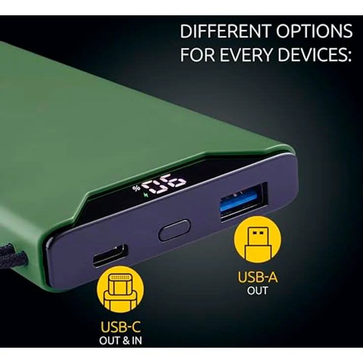 Intenso Powerbank F10000, externer Akku mit PD (20W) & QC (18W), USB-C und USB-A Anschluss, 10000mAh, Grün – Bild 3