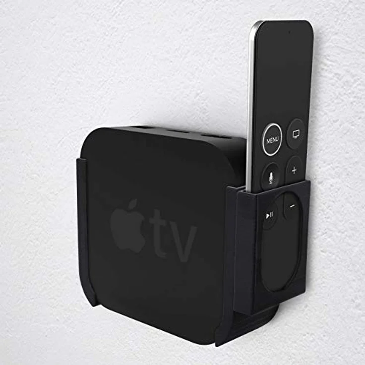 Mobilefox Wandhalterung für Apple TV HD und 4K, inklusive Remote Fernbedienungshalterung, schwarz – Bild 1