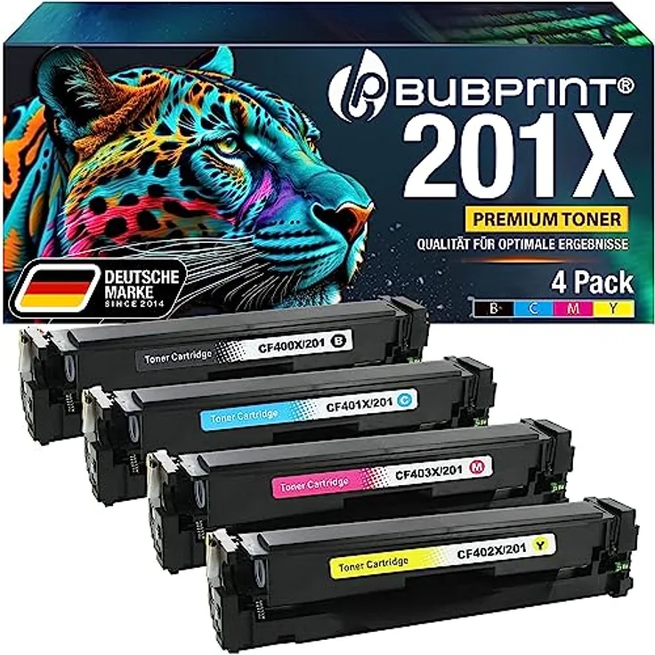 Bubprint 4 Tonerkartuschen kompatibel mit HP 201X 201A CF400X, hohe Qualität, kompatibel mit Color LaserJet Pro M250/M252/M270 Serien