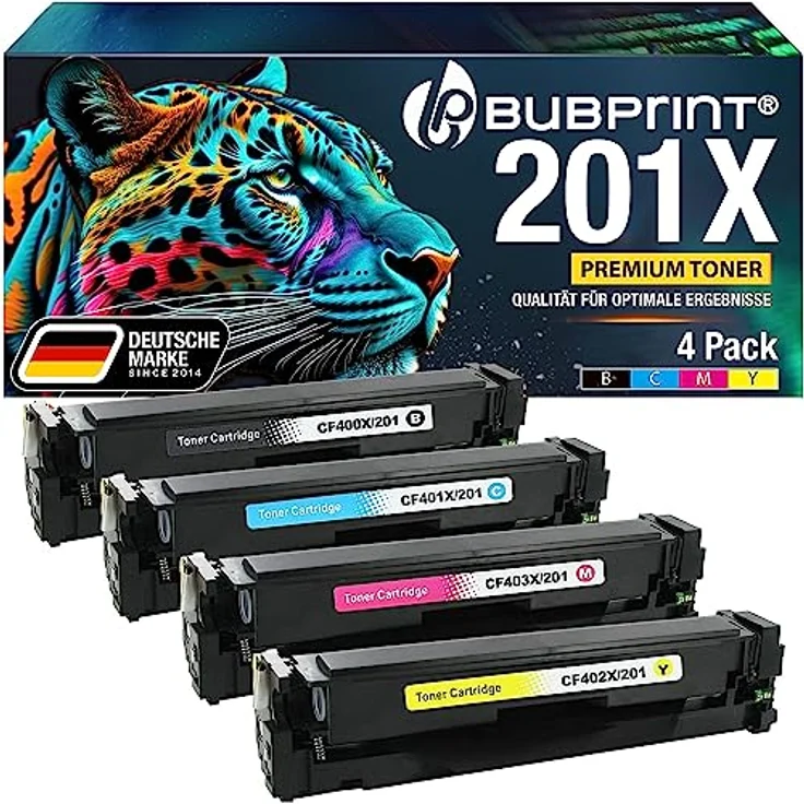 Bubprint 4 Tonerkartuschen kompatibel mit HP 201X 201A CF400X, hohe Qualität, kompatibel mit Color LaserJet Pro M250/M252/M270 Serien – Bild 1