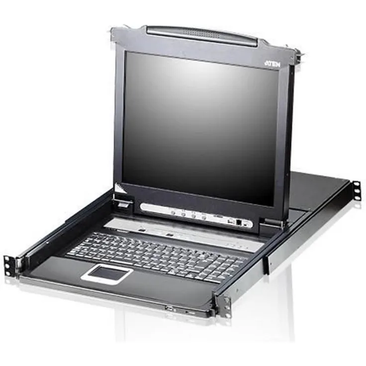 Aten CL5708N 1U KVM Switch, 8-Port mit 19" LCD-Bildschirm, Hot-Swap-Funktion, Schwarz