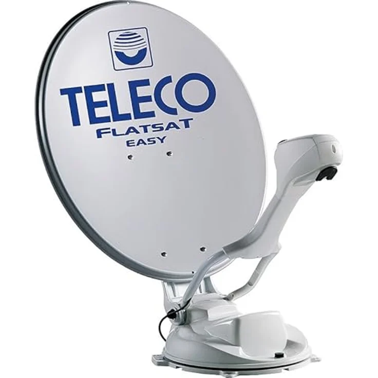 TELECO Automatische Satellitenanlage Easy BT 85 Twin, 85 cm Parabolantenne, Bluetooth-Steuerung, Twin LNB, Weiß – Bild 1