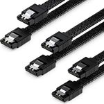 deleyCON SATA 3 Kabel Set, 3x 60 cm, 6 Gbit/s Datenkabel mit L-Stecker gerade, Schwarz