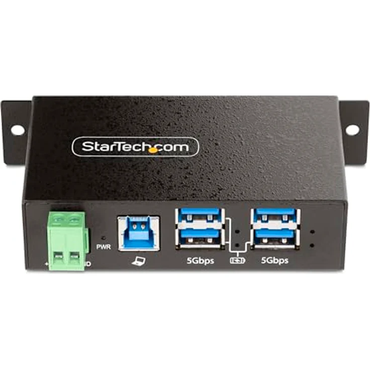 StarTech 4-Port Managed USB Hub, Metallgehäuse mit ESD- & Überspannungsschutz, Wand-/Tisch-/DIN-Schienenmontage, 5Gbps, 3 x USB 3.2, 1 x USB 1, +7V bis +48V DC Power Supply Unterstützung – Bild 3