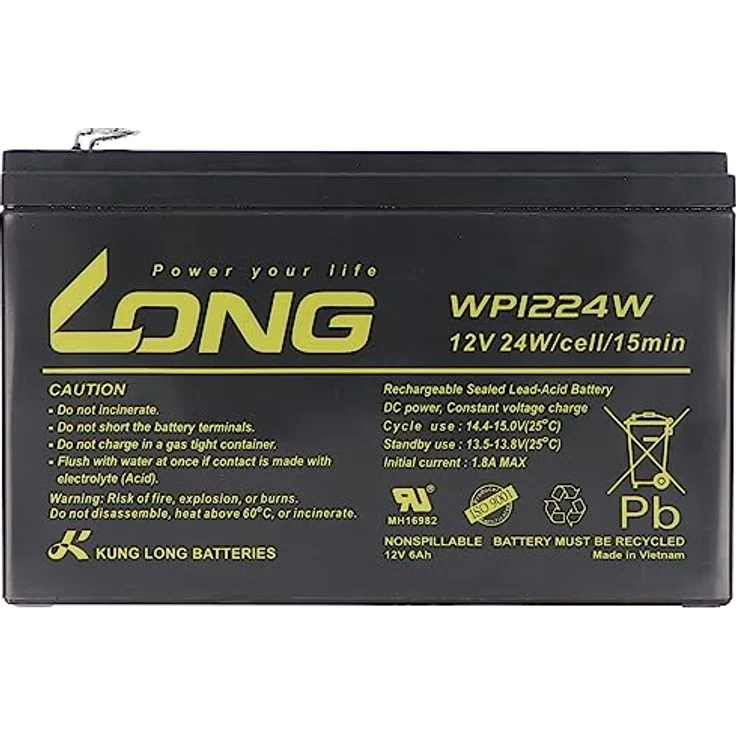 Kung Long WP1224W Hochstrom F2 Blei-Vlies-Akku, 12V 6Ah, wartungsfrei mit 6,3mm Faston Anschluss – Bild 5