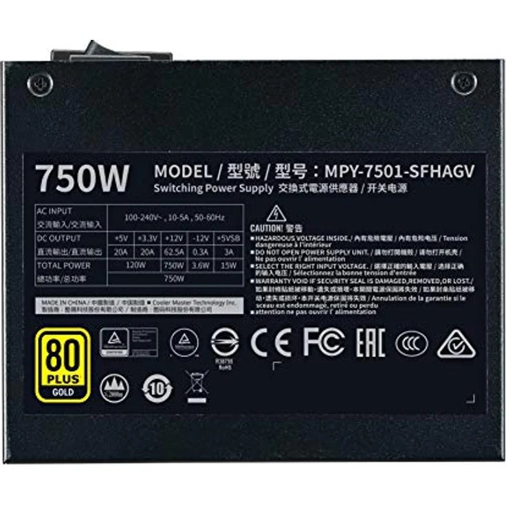 Cooler Master V750 SFX Gold, 750 Watt SFX-Netzteil (EU-Stecker), 80 PLUS Gold, modulares SFF/Mini ITX PC-Netzteil, semi-passiver leiser hydrodynamischer 92mm FDB-Lüfter, SFX-ATX Adapter – Bild 3
